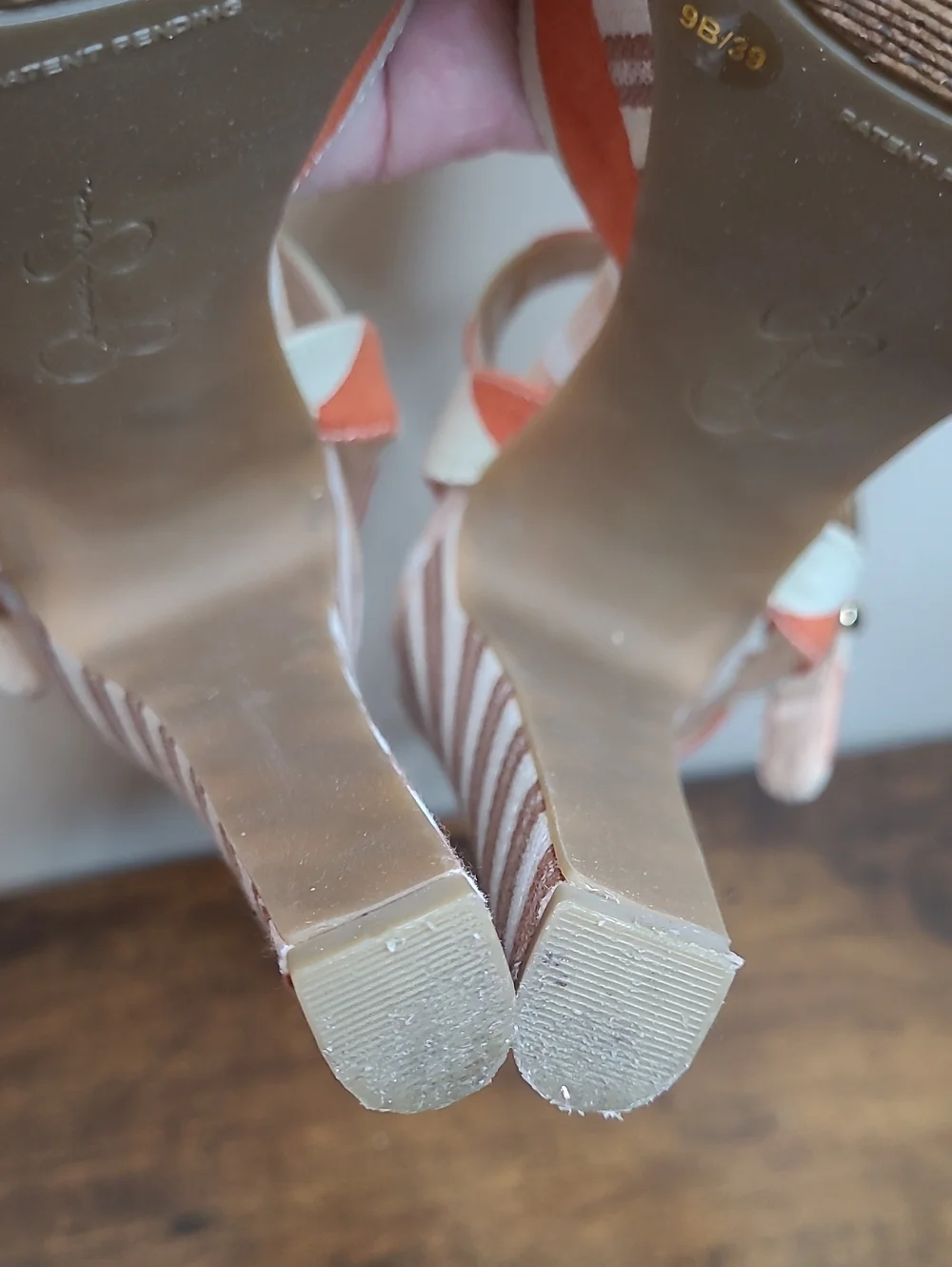 Jessica Simpson PAPAYA Orange & Cream Sundown Yacht Striped Platform Heels (9)